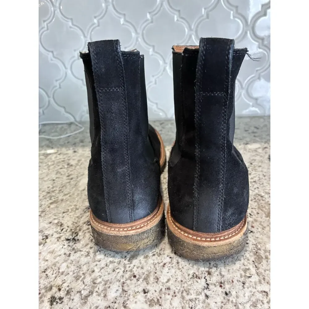 FRYE Suede Leather Chelsea Men’s ankle boots 9D Black Chris Crepe Slip On
